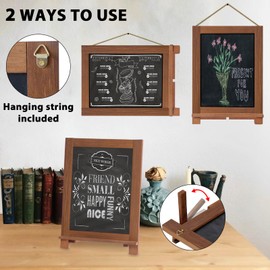 Newzealkids Tabletop Chalkboard Signs 10.2"x14" Magnetic Small Chalkboard Sign, Desktop Standing/Wall Hanging Blackboard with Liquid Chalk Marker, Wood Framed Menu Board for Kitchen, Café, Home Decor