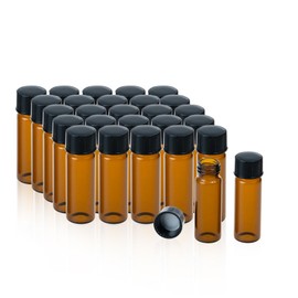 ALWSCI 20 Stück 4mL Bernstein Glas Probe Fläschchen Probenahme Flaschen 13-425 Schwarz Closed Top PP Cap, PE Liner Probe Container Labor Fläschchen Flüssigöl Flasche 14x45mm