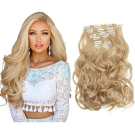 50cm 7Pcs Full Head Wavy Clip In Hair Extensions Synthetic Heat-Friendly Fibre HairPiece