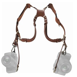 Rosvola Double Camera Strap, Camera Shoulder Strap, Shoulder Leather Camera Strap, Adjustable Leather Double Camera Harness for Photographers