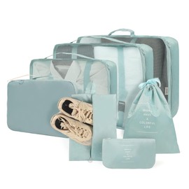 RORMI - 7 Set Packing Cubes Luggage Organizer with Zipper for Packing Suitcase Travel Packing Organizers for Clothes and Shoes with Laundry bags (Blue)