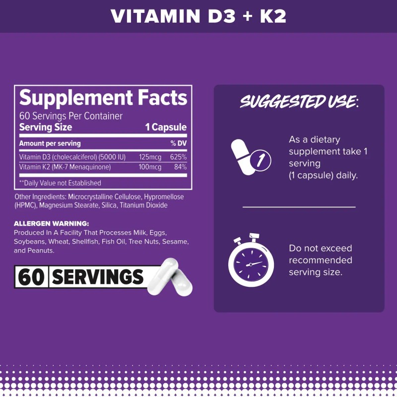 Finaflex Vitamina D3 K2 60 Cpsulas Apoyo seo E Inmunidad