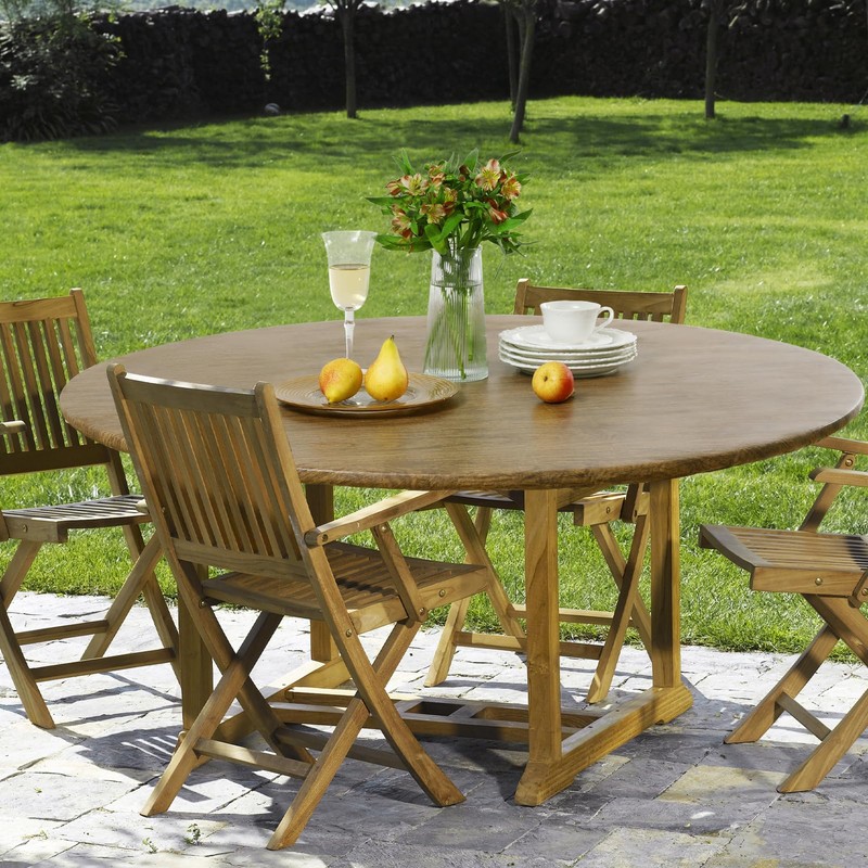 Romanstile Round Vinyl Tablecloth, 100% Waterproof Heavy Duty Elastic Fitted