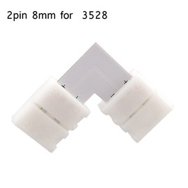 VIPMOON L-Shape 2 Pins Conductor Connector,10pcs Pack Solderless Snap Down Connector Quick Splitter Right Angle Corner LED Strip Connector for 8mm Wide 2835 3528 Single Color Flex LED Strips