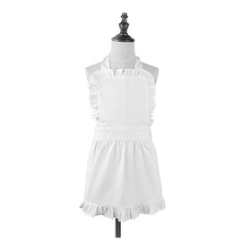 Love Potato Cotton White Apron Children Cooking Apron Princess Ruffle Apron for Kids 2-4 years old