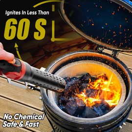 SHALL Electric Charcoal Starter Fire Lighter with Air Blower, 60S Rises to 1100℉ Chemical Free Heated for BBQ Smoker, Grill Starter, Wood Burning Fireplaces & Fire Pits | 4ft Cable