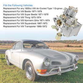 RUIANOMG 34 Pict-3 Carburetor Compatible with VW Beetle, Thing, Karmann Ghia, Squareback, Transporter 1969-1979, Replacement For any 1600cc Air Cooled Type 1 Engines