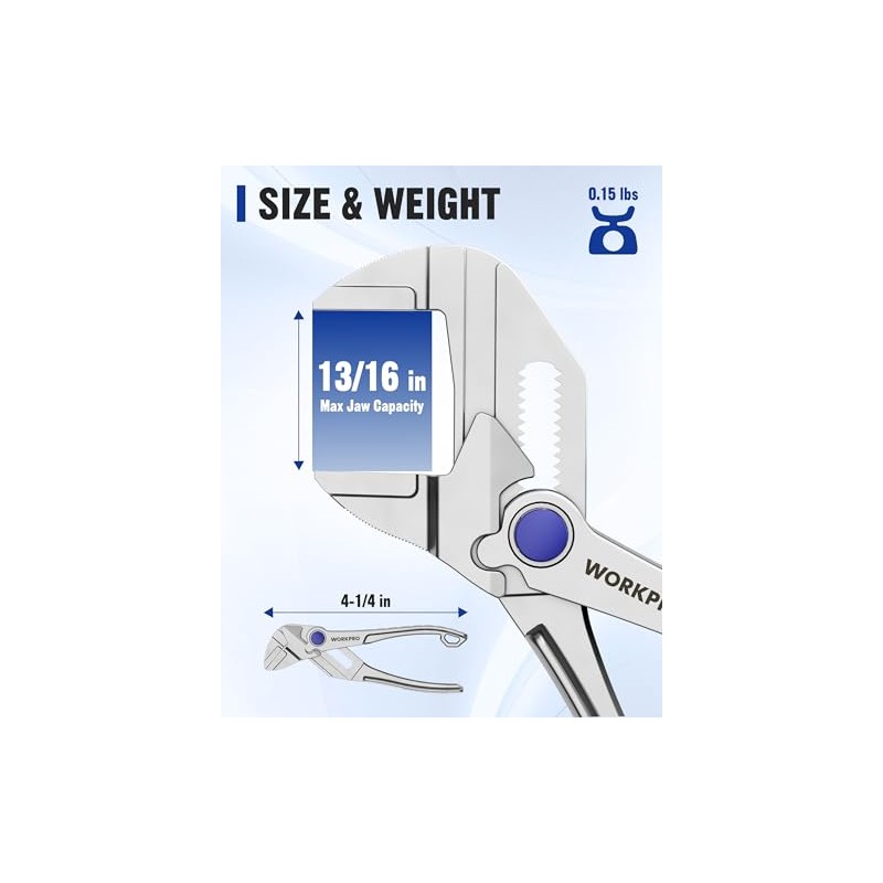 WORKPRO Mini Pliers Wrench, 4-Inch Smooth Jaw Pliers, High-Toughness Alloy