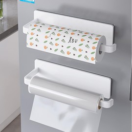 Sameyo Magnetic Kitchen Paper Holder Wide Wrap Holder with Stopper, Approx. 11.8 x 2.4 x 2.6 inches (30 x 6 x 6.5 cm), Dish Towel, Stainless Steel, Load Capacity 4.4 lbs (2 kg), Easy Assembly,