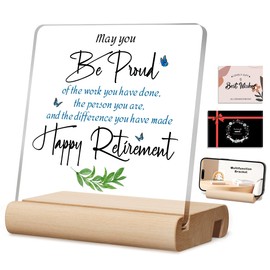 Retirement Gifts for Women, Happy Retirement Plaque Party Decoration, Best Retirement Gifts Cool Table Decor Farewell Gifts for Men Boss Acrylic Desk Sign for Coworker Teachers Nurses Doctors Retired