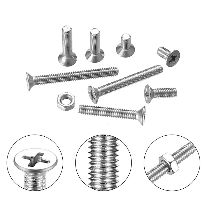 450 Piece M4 Screws Set, Countersunk Screws Nuts Set, Stainless