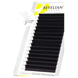 BEYELIAN Eyelash Extension Natural Matte Black 0.05D+ Curl 13mm Tray Easy Fan Lash Extensions Volume Lashes 100°/212°F High Temperature Resistant Classic Professional Use (0.05 D+ 13mm)