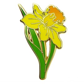 Ficsowy Enamel Pin Badge Daffodil Flower Brooch Pin for Teachers Nurses Doctors Lawyers Architects Interior Designers Florists Gardeners, Zinc, no gemstone