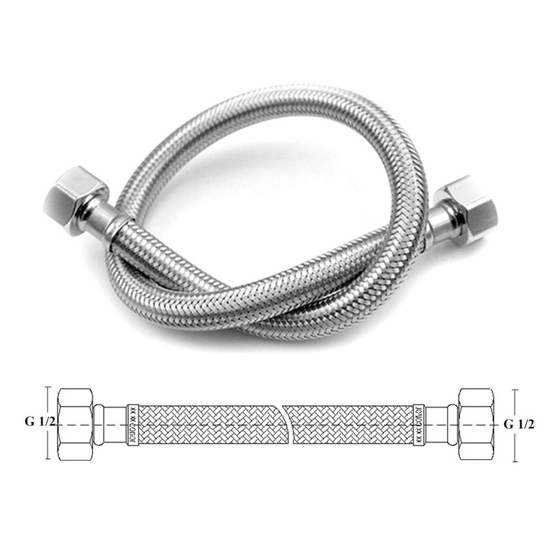 Pair of Flexible Pipes for Bathroom/Kitchen/Toilet Taps British Standard Pipe