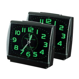 Easylife Alarm Clock, Set of 2 Clocks for Bedrooms, Easy to Read Bedside Clock, Glow in the Dark Desk Clock, Silent Hands Black Clock, Crescendo Loud Alarm Clock for Heavy Sleepers - Fully Guaranteed