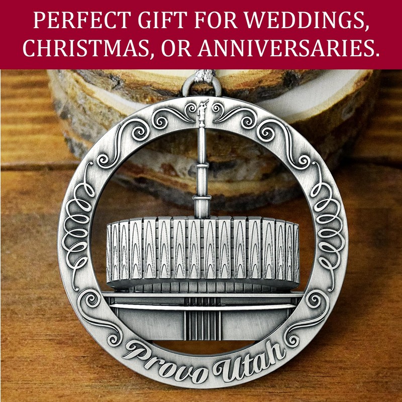 LDS Temple Ornament by Ringmasters | Antique Silver-Finish Hanging Ornament