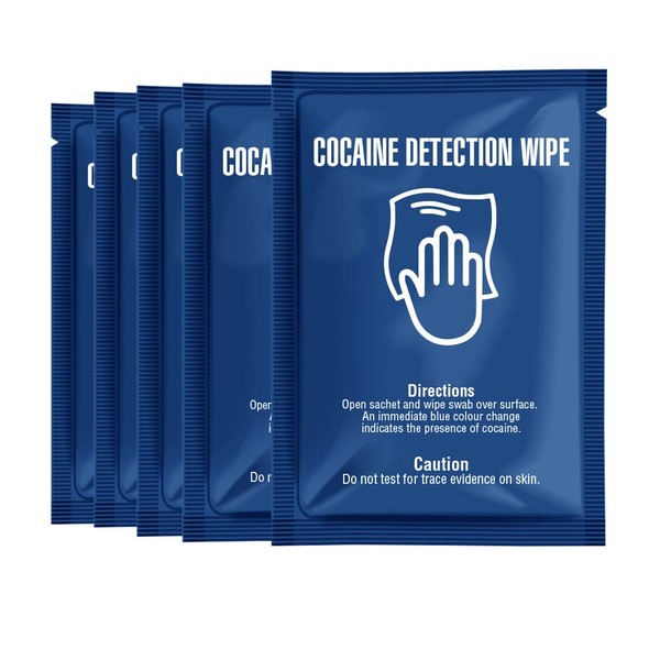 Cocaine Detection Wipes Pack of Sachets - Detect The Presumptive Presence of Cocaine on Any Surface by Swabbing The Area with Wipe Turning Blue Upon Contact with Drugs (20)