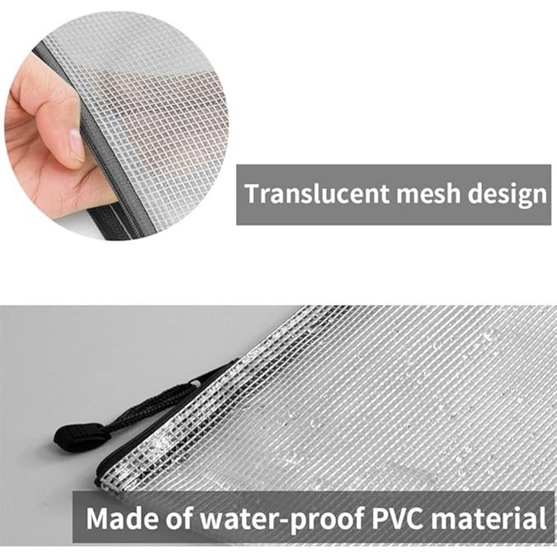 8 Pcs Zip File Bags, Transparent Mesh Zip Pen Pouch,