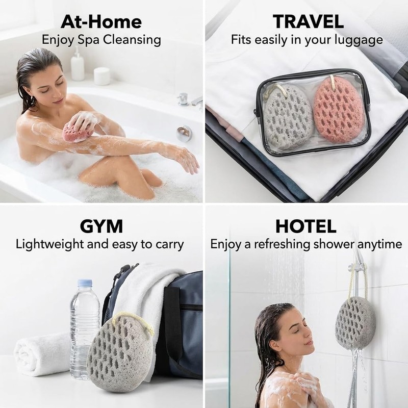 BAIMEI IcyMe Bath Sponge 2-Pack -Shower Loofah Body Scrubber with