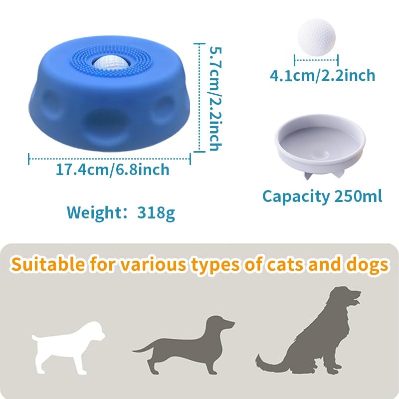 Slow Feeder Dog Bowls for Liquid Treats, Ball-in Interactive Bone