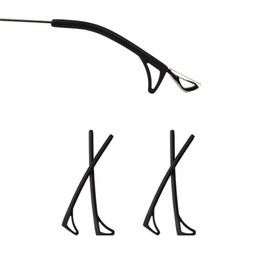 LCLONY Glasses Replacement Ear Hook Ear Clip Silicone Glasses Tip Ear Sock Sleeve Comfortable Replacement Thin Metal Glasses Legs 2 Pairs(Black), Medium