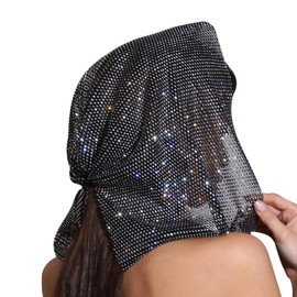 Eilova Orityle Sparkly Rhinestone Mesh Headband Crystal Head Scarf Kerchiefs Turban Party Nightclub Rave Edge Hair Bandana Wraps Body Jewelry