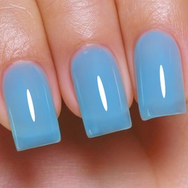 Imtiti Jelly Gel Nail Polish, Bright Blue Sheer Jelly Gel Polish Soak Off UV LED Nail Gel Polish Spring Summer Translucent Art Manicure Salon DIY Design Gel Nail Kit 10ML