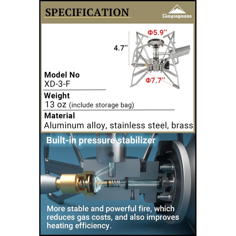 CAMPINGMOON Butane Camping Stove Portable Regulator Single Burner w/Storage Bag