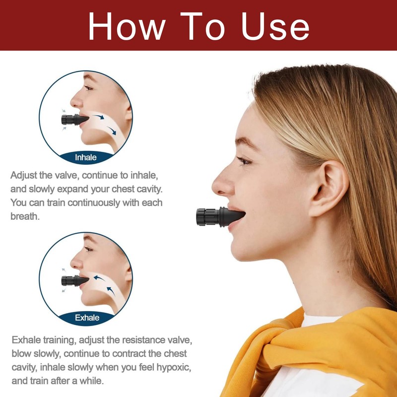 Lung Trainer Pro, Resistance Breathing Exerciser, Adjustable Respiratory Training Device