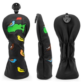 Barudan Golf Fairway Wood Head Cover Headcover, Black Birdie & Green Golf Fairway Headcover Interchangeable # 3 4 5 7 X Fairway Head Cover Golf Protective Case