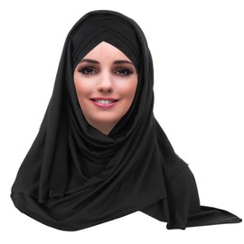 YOFASEN Slouchy Muslim Hat - Women Islamic Scarves Beautiful Hijab Beanie Hats Scarf Headscarf, black