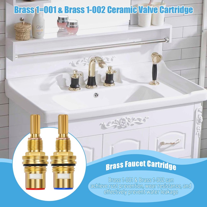 Brass 1-001 & Brass 1-002 Ceramic Valve Cartridge Set, Replacement