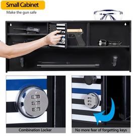 BUYYAH Wall Mounted Police Gear Rack, All Iron Frame with Gun Storage, Combination Lock, Tactical Duty Gear Rack for Home, Office, Police Gift Decor with Flag, Black