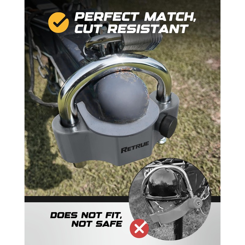 RETRUE Heavy-Duty Universal Coupler Lock Fits 2-5/16 Inch Trailer Ball