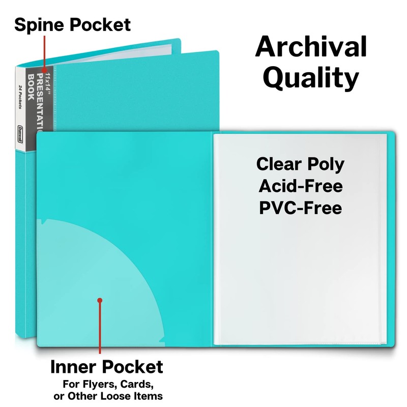 Dunwell 11x14 Portfolio Binder Folder (Aqua, Vertical) - Binder with