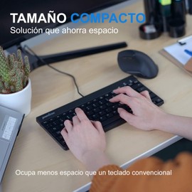 Perixx PERIBOARD-426ES Mini Teclado con Cable USB - Negro - QWERTY Español,Black