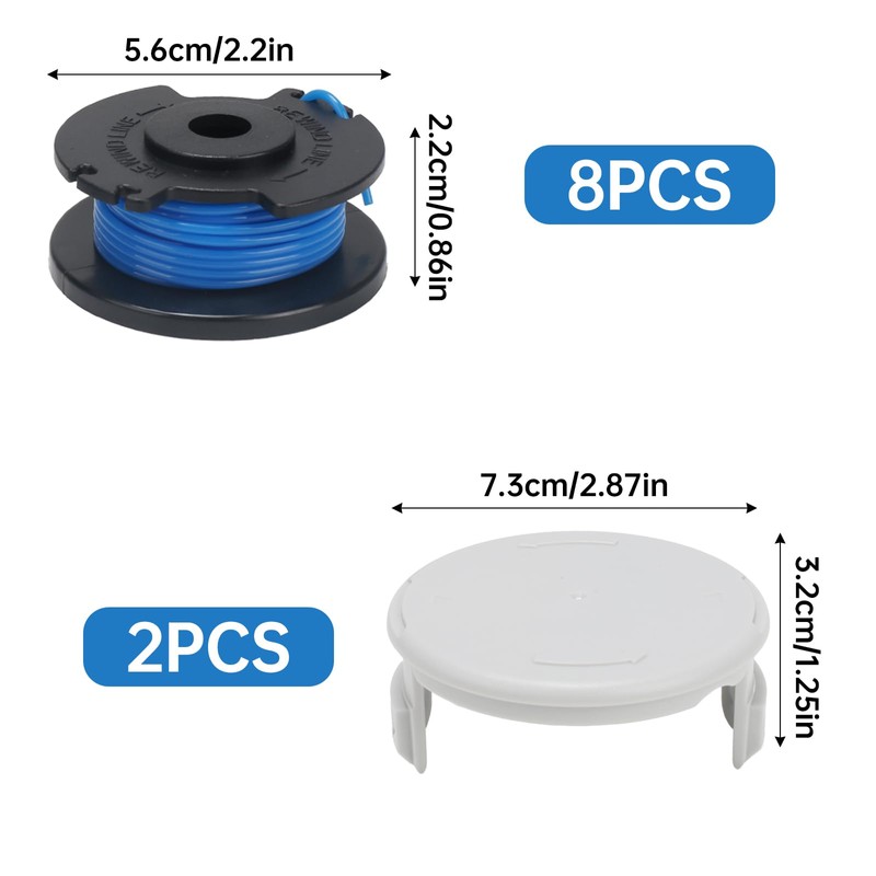 COEWUR Pack of 8 Grass Trimmer Spool AC14RL3A Replacement Spool
