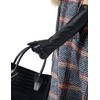 VIKIDEER Elegant Winter Black Long Leather Gloves for Women Full