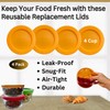 4 Cup/950 mL Orange Replacement Lids/Covers for Pyrex 7201-PC, 4