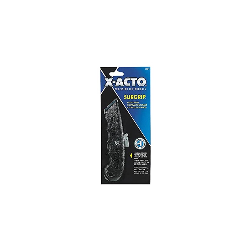 X-ACTO SurGrip Retractable Metal Utility Knife, Black (C02G1248)
