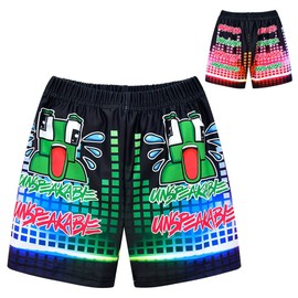 shumintaojin Kids Boys Swimming Trunks Fashion Shorts Beach Shorts UNSPEAKABLE Cartoon 3D Printed Pants 4-13 Years Black