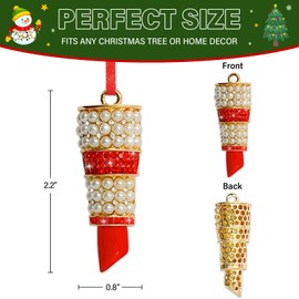 GMEMNOV Lipstick Christmas Ornament - Makeup Ornaments for Christmas Tree Charm Lipstick Ornaments with Rhinestones Xmas for Women Girls