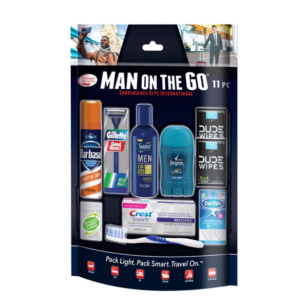 Convenience Kits International Men’s 11 Piece Kit with Oral Care and Grooming Essentials, Featuring: Travel Size Products