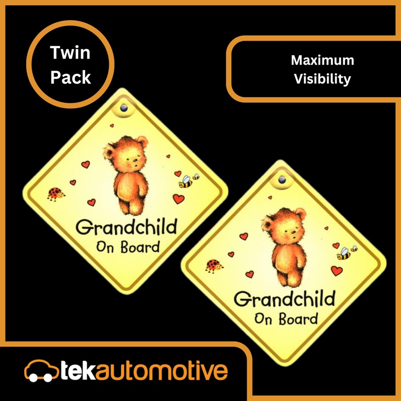 Tek Automotive Grandchild on Board Sign – Twin Pack, High