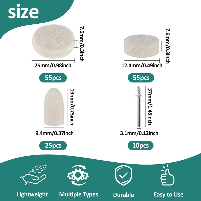 Sukh 145PCS Wool Felt Polishing Pad - Felt Buffing Pad