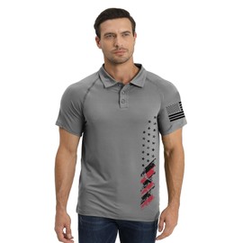 H HYFOL Short Sleeve Polo Shirts for Men Graphic Stretch Casual Raglan Golf Polos for Men(Grey,XL)