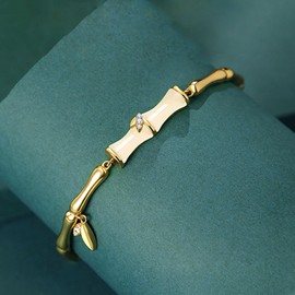 Stocking Stuffers Holiday Outfits for Women 2024 Gold Bamboo Bracelet for Women Boho Gold Bangle Bracelet Hetian Jade Bracelet Adjustable Gold Bracelet Jewelry Gift for