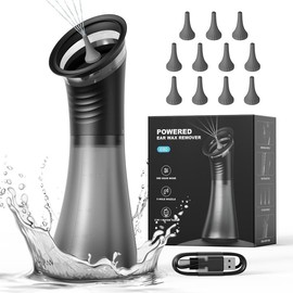 E80 Upgraded 2-in-1 Ear Wax Removal Kit with Built-in Waste Tank, Rechargeable Water Spray, 4 Pressure Settings - Safe & Effective Ear Canal Irrigation System for Earwax Removal:_Ear Irrigator - Single Unit