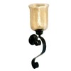GLOBEDECOR Decorative Wall Sconce, Black Metal Scroll Design, Gold Glass