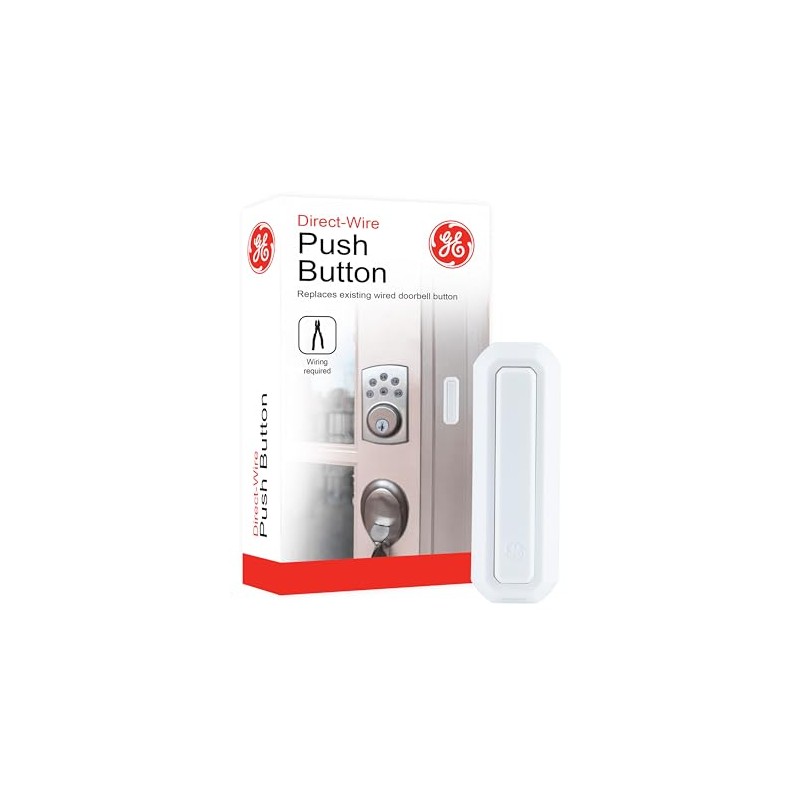 GE, White, Direct Push, Replace Existing Doorbell Button, Wiring Needed,